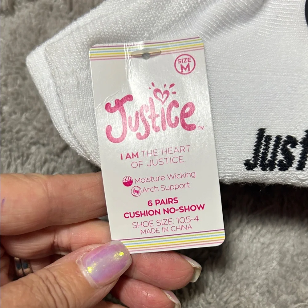 Justice Girls Vibrant Sock Set - Pink, Black,  White, Orange